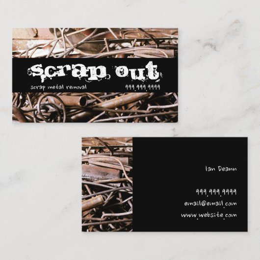 Verwijderen van metalen afval Recycling Visitekaartje (Voorkant / Achterkant)