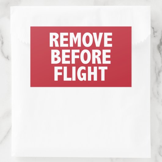Verwijderen voor vlucht rechthoekige sticker (Tas)