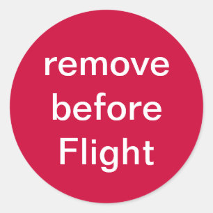 verwijderen voor vlucht ronde sticker