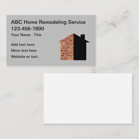 Verwijdering en renovatie van woningen visitekaartje (Voorkant / Achterkant)
