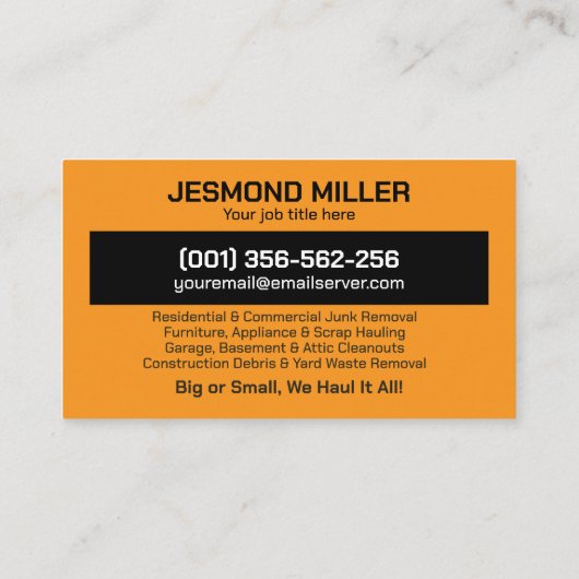 Verwijdering en vervoer van afval visitekaartje (Achterkant)