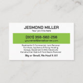 Verwijdering en vervoer van afval visitekaartje (Achterkant)