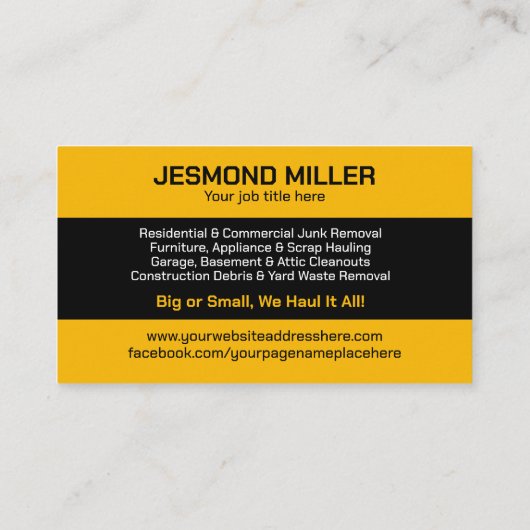 Verwijdering en vervoer van afval visitekaartje (Achterkant)