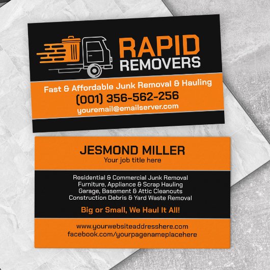 Verwijdering en vervoer van afval visitekaartje
