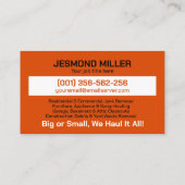 Verwijdering en vervoer van afval visitekaartje (Achterkant)