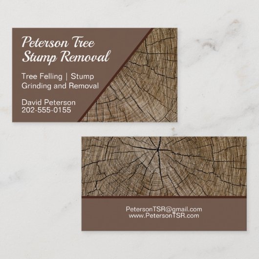 Verwijdering van boomstronk visitekaartje (Voorkant / Achterkant)