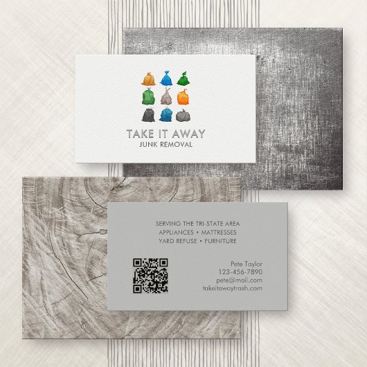 Verwijdering van vuilnis visitekaartje