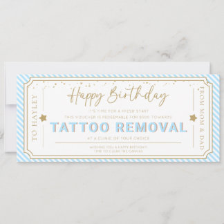 Verwijderingscadeau voor blauwe tatoeage Verjaarda Kaart