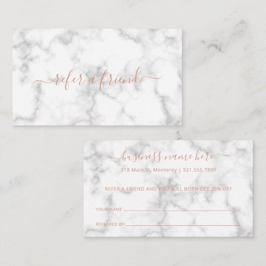 Verwijs een Eenvoudige Legitieme Roos Gold Marble  Aanbevelingskaartje (Voorkant / Achterkant)