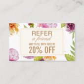 Verwijs een Friend Beauty Salon Floral Referral-Ka Aanbevelingskaartje (Voorkant)