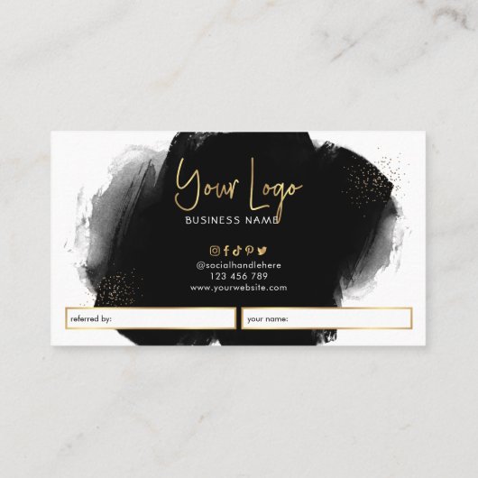 Verwijs een Friend Black & Gold Beauty-verwijzings Aanbevelingskaartje (Achterkant)