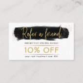 Verwijs een Friend Black & Gold Beauty-verwijzings Aanbevelingskaartje (Voorkant)