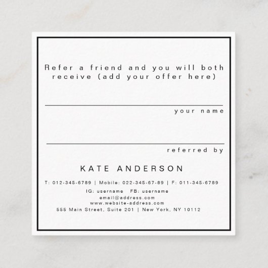 Verwijs een Friend Gold Foil Leaf Reference Salon Vierkante Visitekaartje (Achterkant)