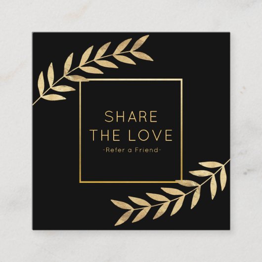 Verwijs een Friend Gold Foil Leaf Reference Salon Vierkante Visitekaartje (Voorkant)