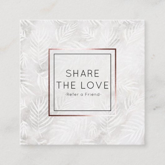 Verwijs een Friend Silver Palm Leaves Referral Sal Vierkante Visitekaartje (Voorkant)
