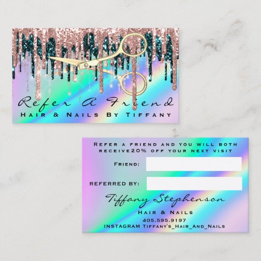 Verwijs een Holograaf van het Roos van de Scissors Visitekaartje (Voorkant / Achterkant)