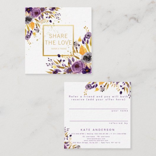 Verwijs een Kaart van de Cliënt van de Verwijzing  Vierkante Visitekaartje (Voorkant / Achterkant)