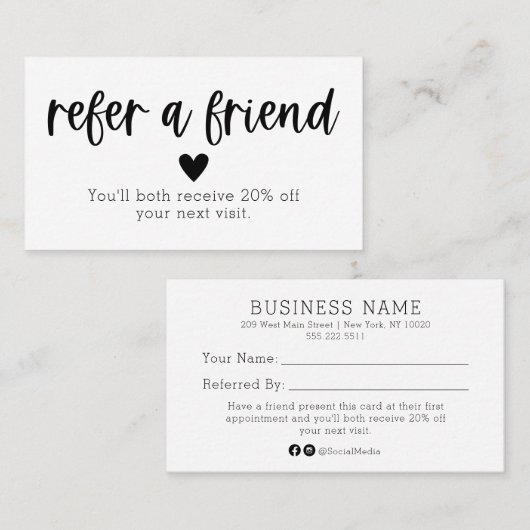 Verwijs een Kaart van de Verwijzing van een Vriend Visitekaartje (Voorkant / Achterkant)