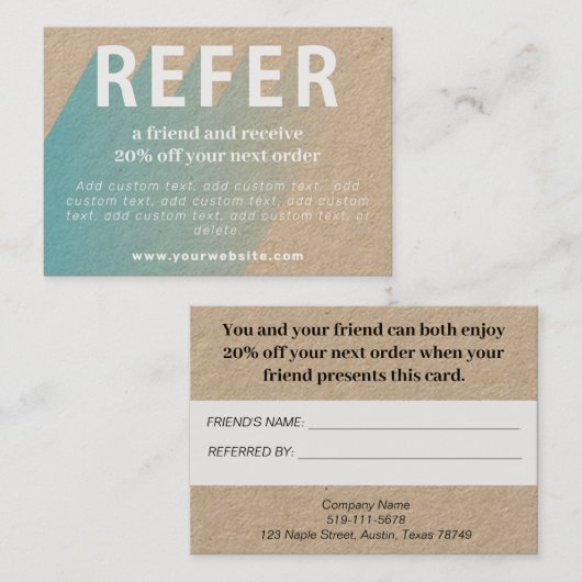 Verwijs een Visitekaartje van de Korting van de Vr (Voorkant / Achterkant)