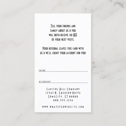 verwijs een vriend barber punk calavera aanbevelingskaartje (Achterkant)