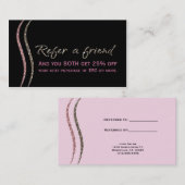 VERWIJS EEN VRIEND Black Glitter Gold & Pink Kaart (Voorkant / Achterkant)