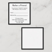 Verwijs een vriend Black & White Referral Kaart (Voorkant / Achterkant)