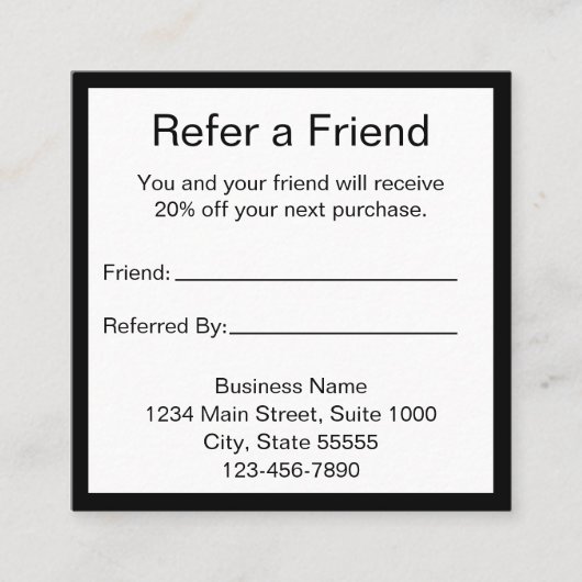Verwijs een vriend Black & White Referral Kaart (Voorkant)