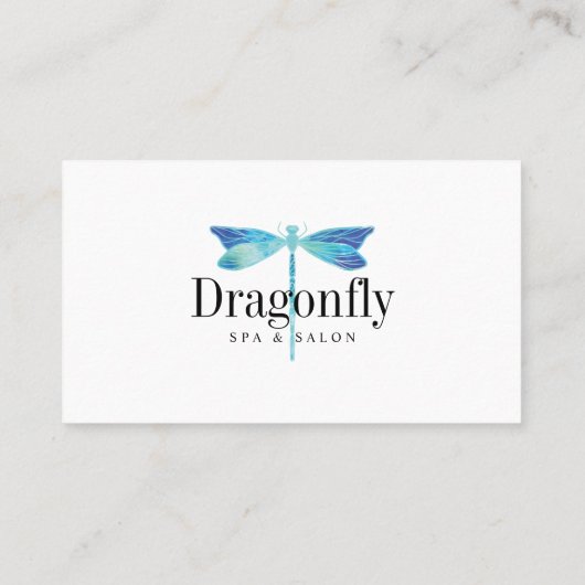 Verwijs een vriend Elegant Blue Waterverf Dragonfl Aanbevelingskaartje (Achterkant)