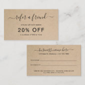 Verwijs een Vriend Elegant Manuscript Bruin Rustic Aanbevelingskaartje (Voorkant / Achterkant)