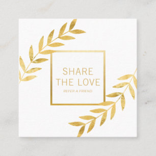 Verwijs een vriend Gold Foil Leaf Referral Client Vierkante Visitekaartje