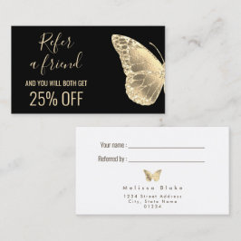 Verwijs een vriend Golden Butterfly visitekaartje