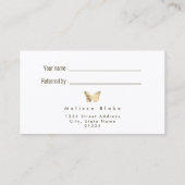 Verwijs een vriend Golden Butterfly visitekaartje (Achterkant)