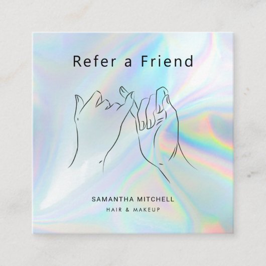 Verwijs een vriend holografische schoonheid en mak aanbevelingskaartje (Voorkant)