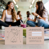 Verwijs een vriend licht perzik schattige handteke aanbevelingskaartje