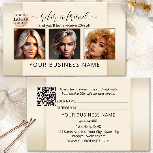 Verwijs een vriend Logo QR Code fotoportfolio Aanbevelingskaartje
