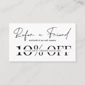 Verwijs een Vriend Minimalist Zwart Wit Logo Aanbevelingskaartje (Voorkant)
