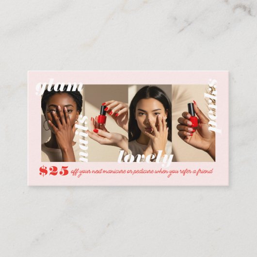 Verwijs een vriend Modern Bold Photo Collage Refer Visitekaartje (Voorkant)