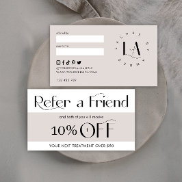 Verwijs een Vriend Modern Serif Font Salon & Spa T Aanbevelingskaartje