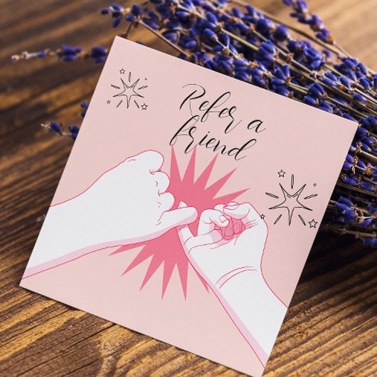 Verwijs een vriend Peach Pastels Hands Illustratie Aanbevelingskaartje