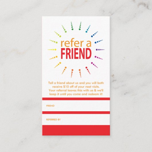 verwijs een vriend rainbowBurst Aanbevelingskaartje (Voorkant)