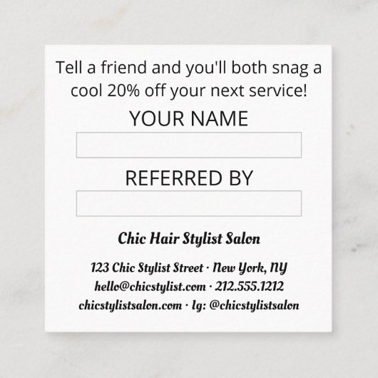 Verwijs een vriend retro telefoonverwijzingskaart  vierkante visitekaartje (Achterkant)