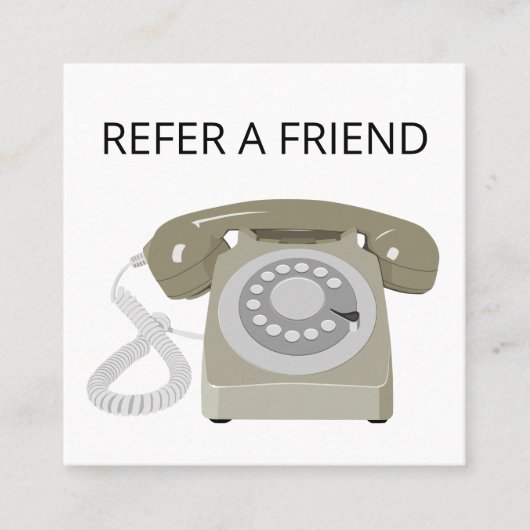 Verwijs een vriend retro telefoonverwijzingskaart  vierkante visitekaartje (Voorkant)