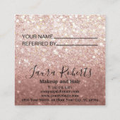 Verwijs een Vriend Roos Gold Glitter Aanbevelingskaartje (Achterkant)