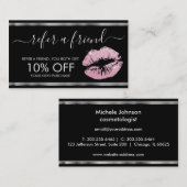 Verwijs een Vriend - Roze glitter-stick - Zilver Aanbevelingskaartje (Voorkant / Achterkant)