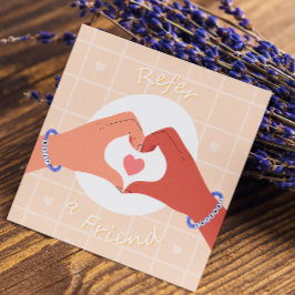 Verwijs een vriend Roze Hart Schattigee Handen Ill Aanbevelingskaartje