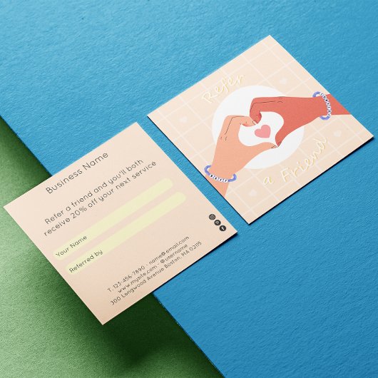 Verwijs een vriend Roze Hart Schattigee Handen Ill Aanbevelingskaartje