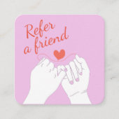 Verwijs een vriend Trendy Blush Pink Pastel Schatt Aanbevelingskaartje (Voorkant)