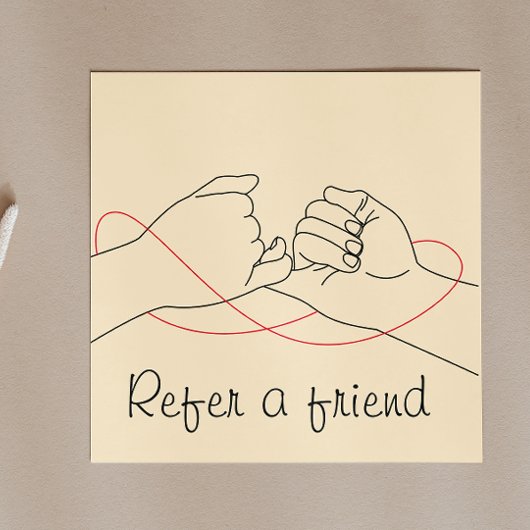 Verwijs een vriend trendy lichte perzik pastels aanbevelingskaartje