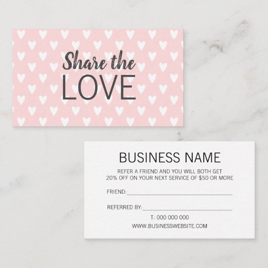 Verwijs een vriend trendy modern roze visitekaartj visitekaartje (Voorkant / Achterkant)