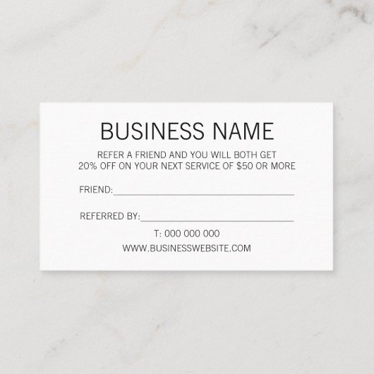 Verwijs een vriend trendy modern visitekaartje (Achterkant)